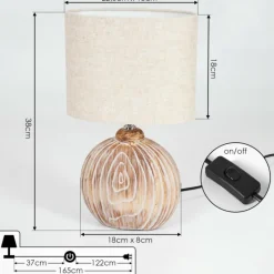 Lampes En Tissu-hofstein Lampe de table Lahnus Brun, Couleur bois, Blanc, 1 lumière