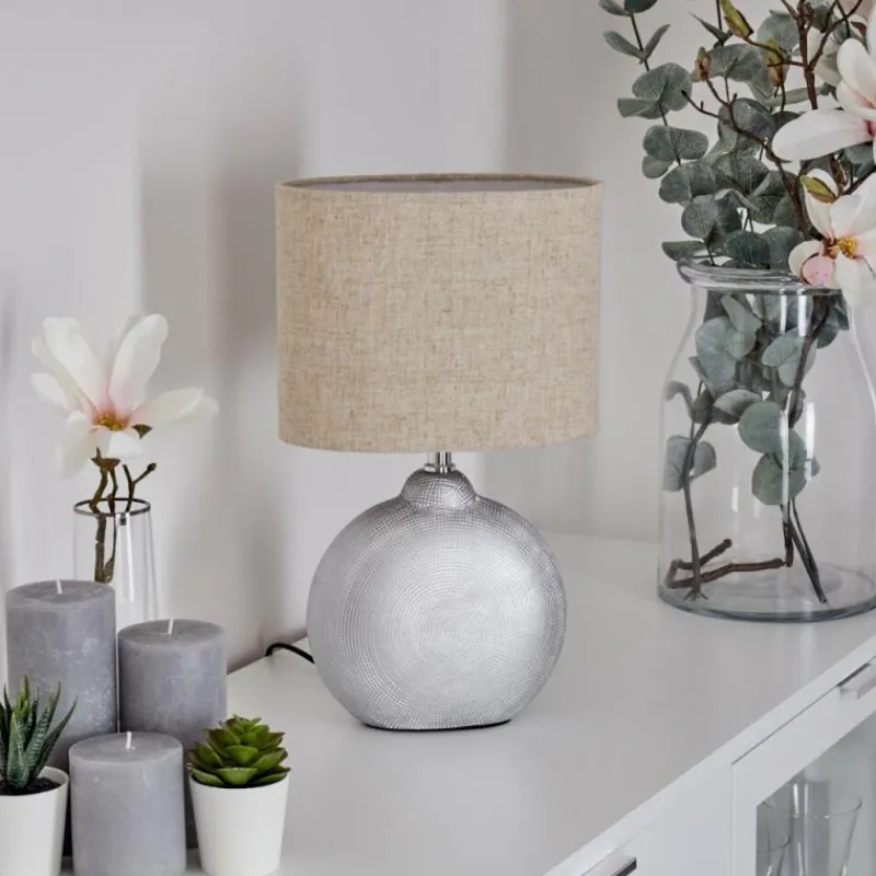 Lampes En Tissu-hofstein Lampe de table Lahnus Chrome, Argenté, 1 lumière