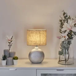 Lampes En Tissu-hofstein Lampe de table Lahnus Chrome, Argenté, 1 lumière