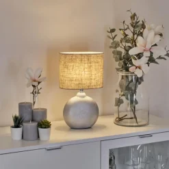 Lampes En Tissu-hofstein Lampe de table Lahnus Chrome, Argenté, 1 lumière