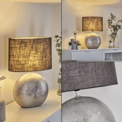 Lampes En Tissu-hofstein Lampe de table Lahnus Chrome, Noir, 1 lumière