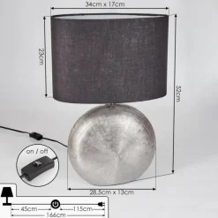 Lampes En Tissu-hofstein Lampe de table Lahnus Chrome, Noir, 1 lumière