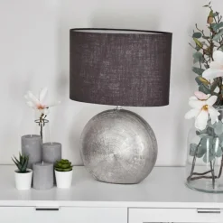 Lampes En Tissu-hofstein Lampe de table Lahnus Chrome, Noir, 1 lumière