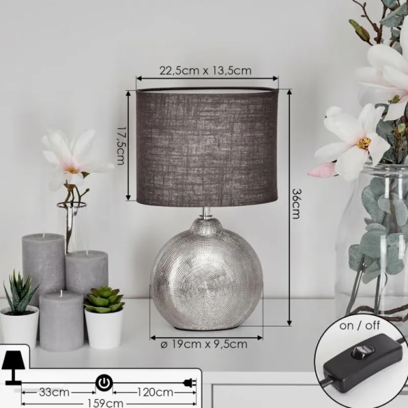 Lampes En Tissu-hofstein Lampe de table Lahnus Chrome, Argenté, 1 lumière