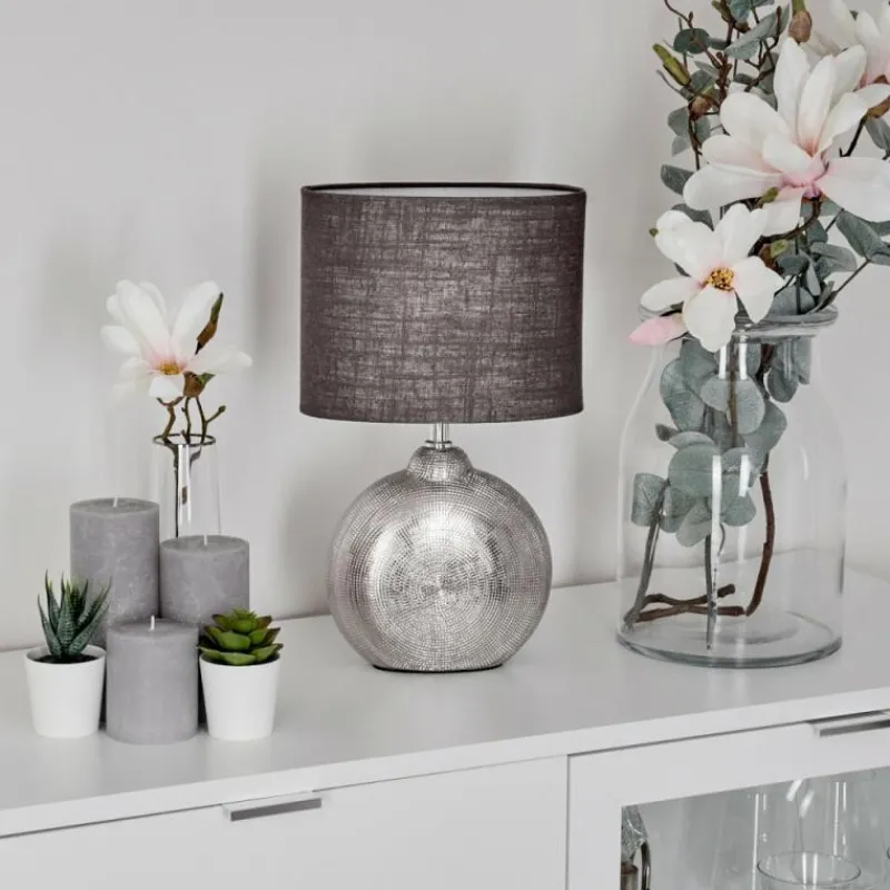 Lampes En Tissu-hofstein Lampe de table Lahnus Chrome, Argenté, 1 lumière