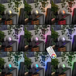 hofstein Lampe de table Ledo Argenté, 1 lumière, Télécommandes, Changeur de couleurs