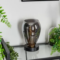 Suspension Verre Fumé-hofstein Lampe de table Lincura Laiton, Noir, 1 lumière