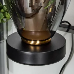 Suspension Verre Fumé-hofstein Lampe de table Lincura Laiton, Noir, 1 lumière