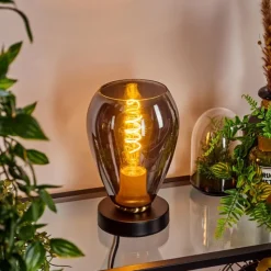 Suspension Verre Fumé-hofstein Lampe de table Lincura Laiton, Noir, 1 lumière