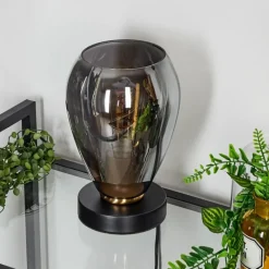 Suspension Verre Fumé-hofstein Lampe de table Lincura Laiton, Noir, 1 lumière