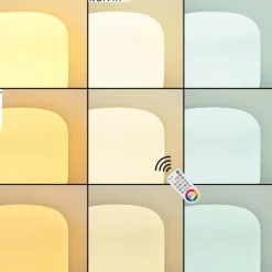 hofstein Lampe de table Loural LED Nickel mat, 1 lumière, Télécommandes, Changeur de couleurs