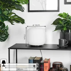 hofstein Lampe de table Loural LED Nickel mat, 1 lumière, Télécommandes, Changeur de couleurs