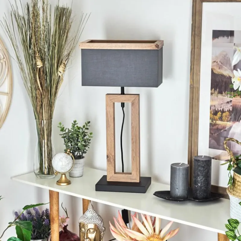 Lampes En Tissu-hofstein Lampe de table Lure Brun, Couleur bois, Noir, 1 lumière