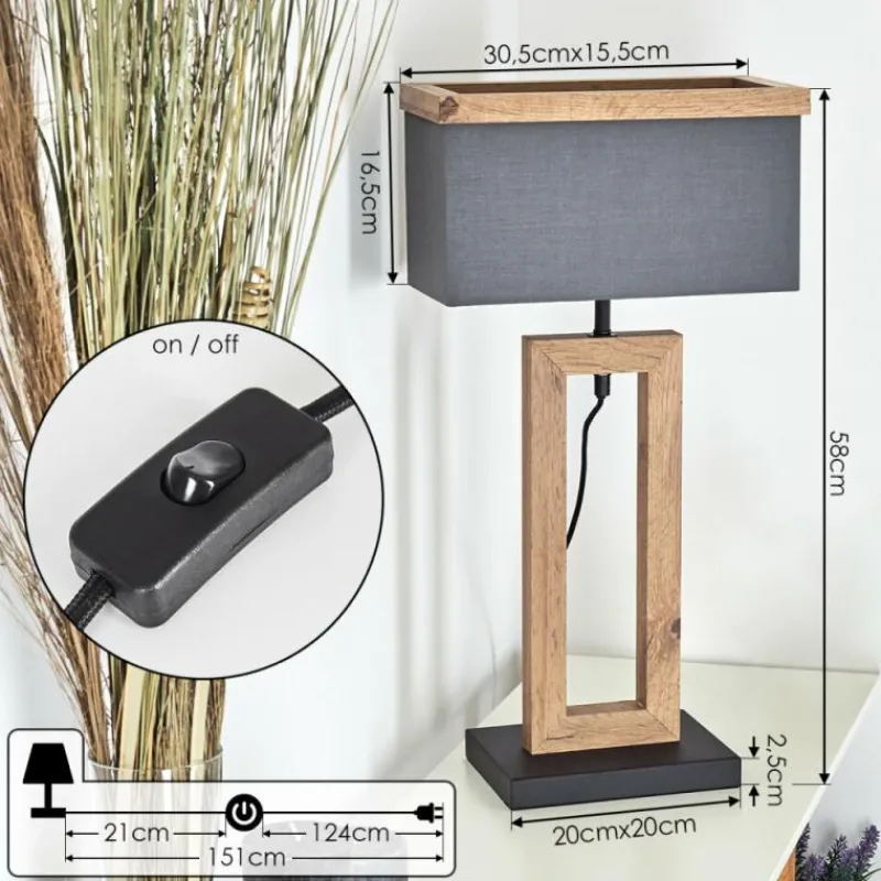 Lampes En Tissu-hofstein Lampe de table Lure Brun, Couleur bois, Noir, 1 lumière