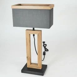 Lampes En Tissu-hofstein Lampe de table Lure Brun, Couleur bois, Noir, 1 lumière