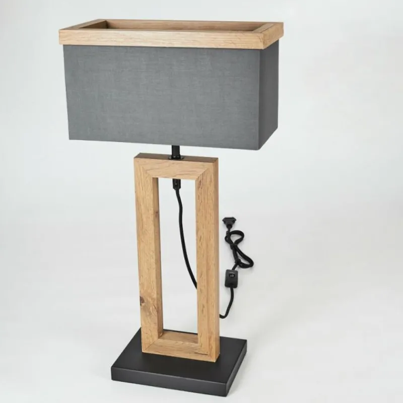 Lampes En Tissu-hofstein Lampe de table Lure Brun, Couleur bois, Noir, 1 lumière