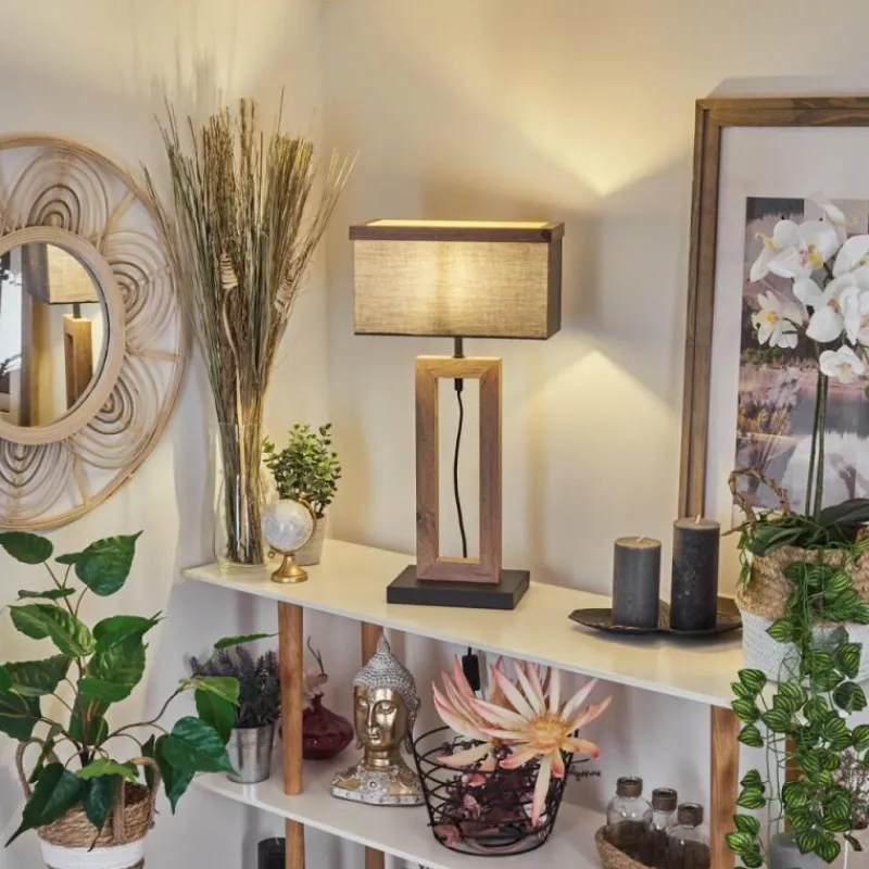 Lampes En Tissu-hofstein Lampe de table Lure Brun, Couleur bois, Noir, 1 lumière