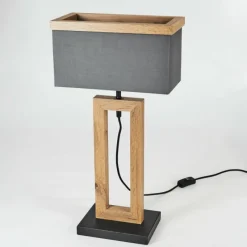 Lampes En Tissu-hofstein Lampe de table Lure Brun, Couleur bois, Noir, 1 lumière