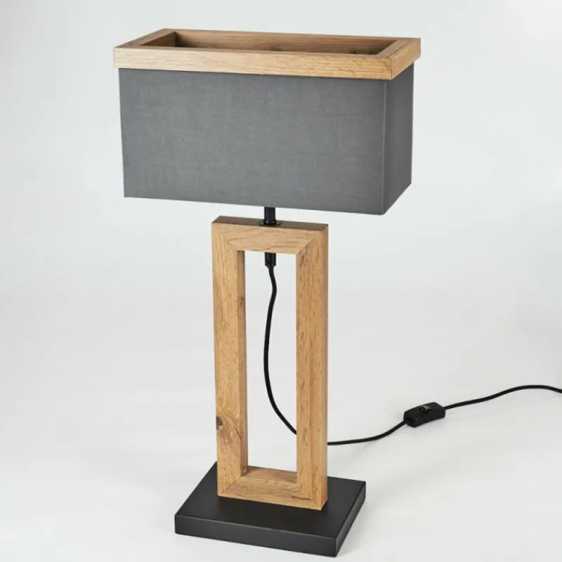 Lampes En Tissu-hofstein Lampe de table Lure Brun, Couleur bois, Noir, 1 lumière