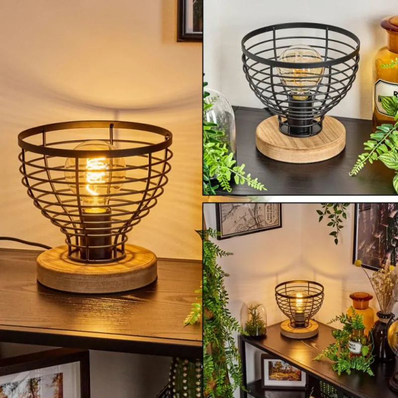 Style Boho-Chic-hofstein Lampe de table Omba Écru, Noir, 1 lumière