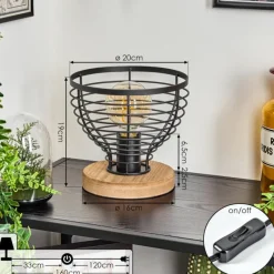 Style Boho-Chic-hofstein Lampe de table Omba Écru, Noir, 1 lumière