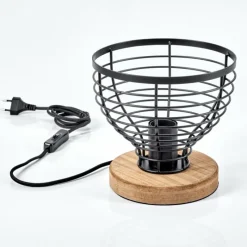 Style Boho-Chic-hofstein Lampe de table Omba Écru, Noir, 1 lumière