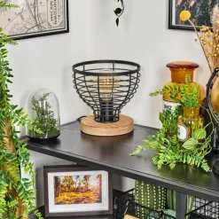 Style Boho-Chic-hofstein Lampe de table Omba Écru, Noir, 1 lumière