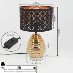 Lampes En Tissu-hofstein Lampe de table Osorno Or, 1 lumière