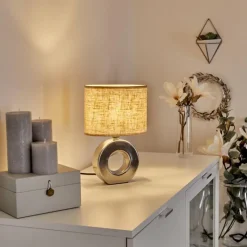 Lampes En Tissu-hofstein Lampe de table Pagade Argenté, 1 lumière