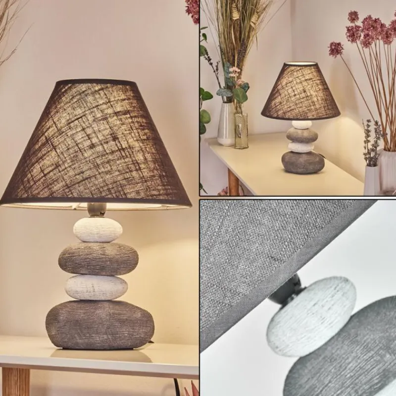 Lampes En Tissu-hofstein Lampe de table Palmela Gris, Blanc, 1 lumière