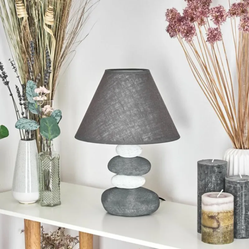 Lampes En Tissu-hofstein Lampe de table Palmela Gris, Blanc, 1 lumière