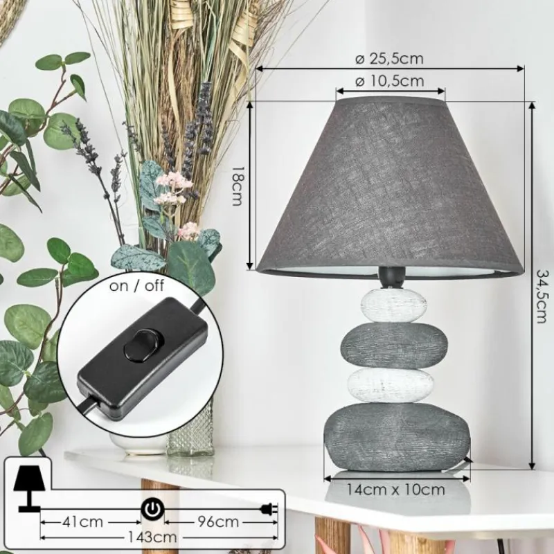 Lampes En Tissu-hofstein Lampe de table Palmela Gris, Blanc, 1 lumière