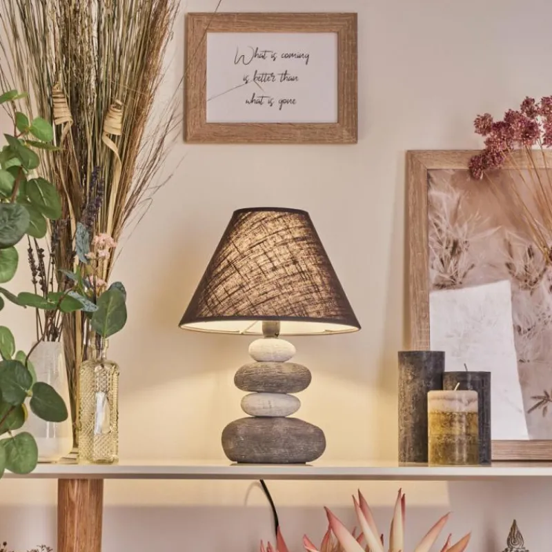 Lampes En Tissu-hofstein Lampe de table Palmela Gris, Blanc, 1 lumière