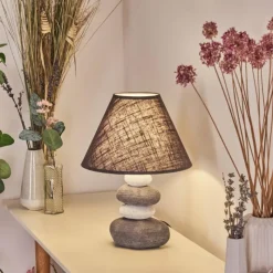 Lampes En Tissu-hofstein Lampe de table Palmela Gris, Blanc, 1 lumière