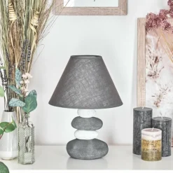 Lampes En Tissu-hofstein Lampe de table Palmela Gris, Blanc, 1 lumière