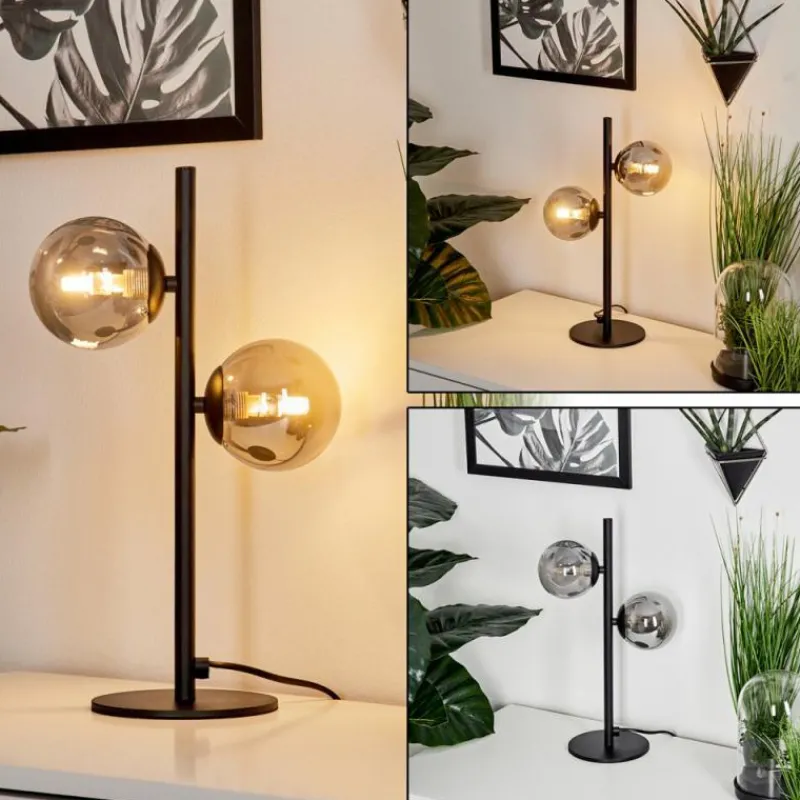 Suspension Verre Fumé-hofstein Lampe de table Remaisnil Noir, 2 lumières