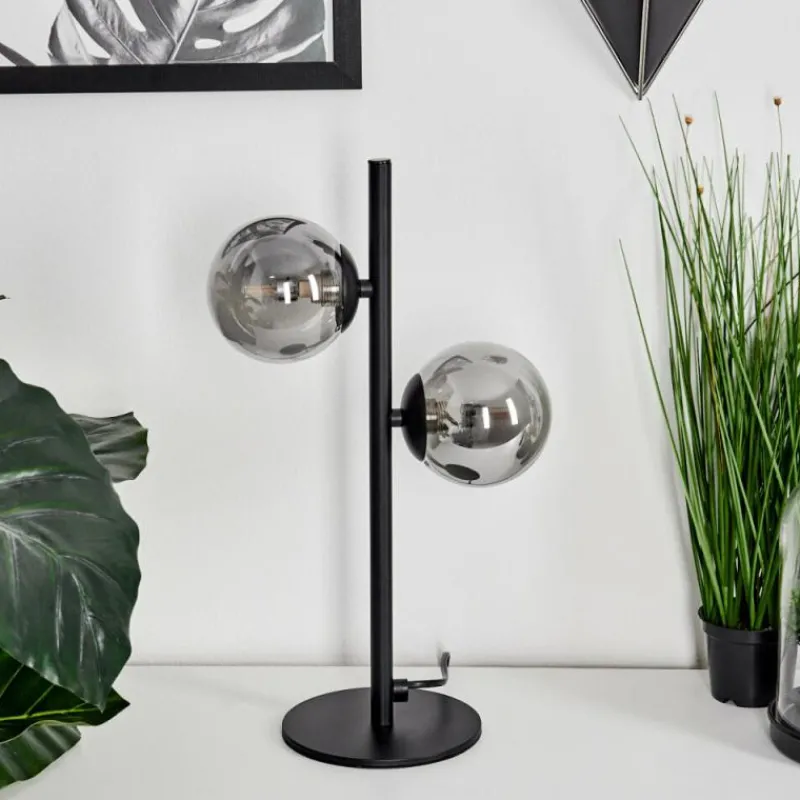 Suspension Verre Fumé-hofstein Lampe de table Remaisnil Noir, 2 lumières