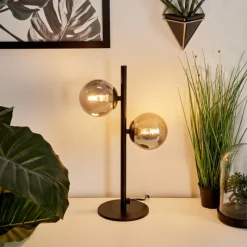 Suspension Verre Fumé-hofstein Lampe de table Remaisnil Noir, 2 lumières