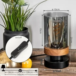 Suspension Verre Fumé-hofstein Lampe de table Roxa Écru, Noir, 1 lumière