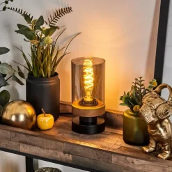 Suspension Verre Fumé-hofstein Lampe de table Roxa Écru, Noir, 1 lumière