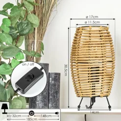 Style Boho-Chic-hofstein Lampe de table Sepins Écru, Noir, 1 lumière