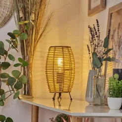 Style Boho-Chic-hofstein Lampe de table Sepins Écru, Noir, 1 lumière