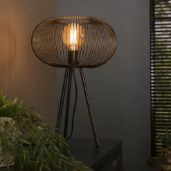 hofstein Lampe de table Vagney Nickel mat, Noir, 1 lumière* Lampes À Poser