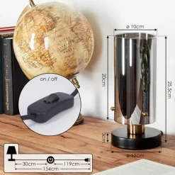 Suspension Verre Fumé-hofstein Lampe de table Vaurois Laiton, Noir, 1 lumière