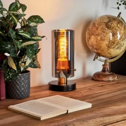 Suspension Verre Fumé-hofstein Lampe de table Vaurois Laiton, Noir, 1 lumière