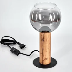 Suspension Verre Fumé-hofstein Lampe de table Vouhet Brun, Couleur bois, Noir, 1 lumière