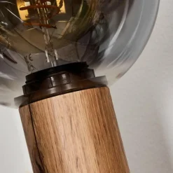 Suspension Verre Fumé-hofstein Lampe de table Vouhet Brun, Couleur bois, Noir, 1 lumière