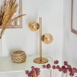 hofstein Lampe de table Alden Laiton, 2 lumières