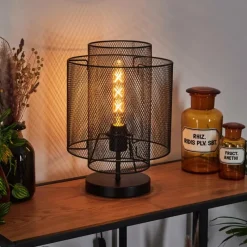 Style Boho-Chic-hofstein Lampe de table Amsoldingen Noir, 1 lumière