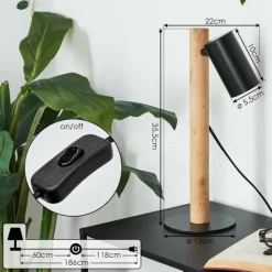 Luminaires Scandinaves-hofstein Lampe de table Arbrentin Écru, Noir, 1 lumière